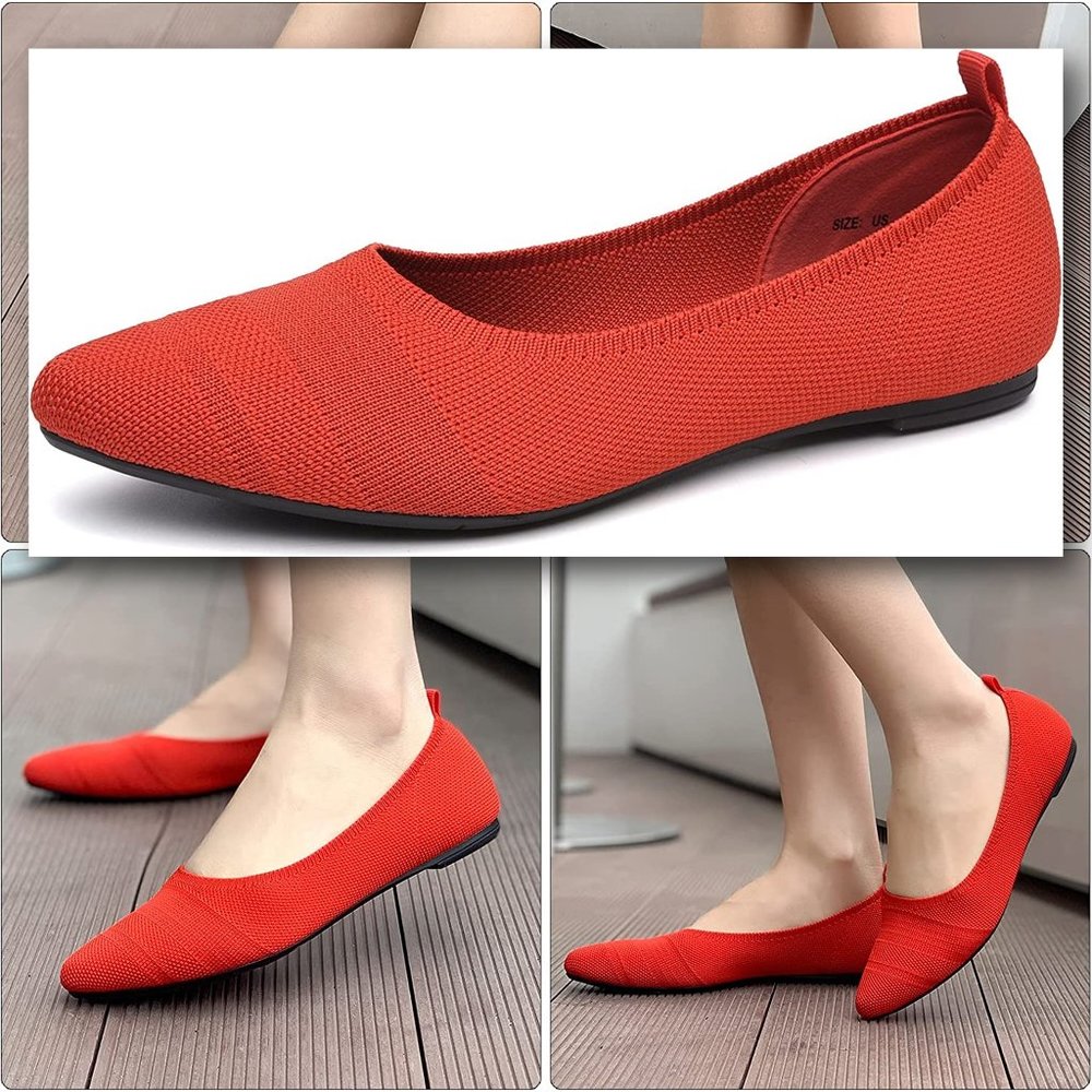 Vibrant Pointed Toe Knit Texture Ballet Flats  NEW!!